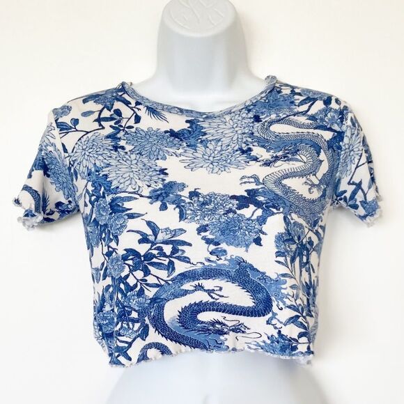 Castro Blue Dragon Cropped Tee | Size S | Y2K Tattoo Print - Picture 2 of 7
